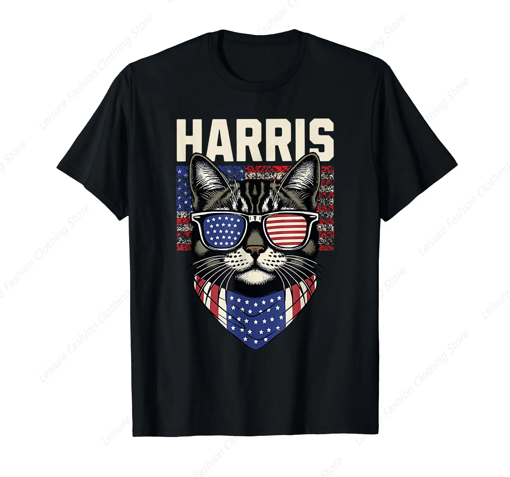 Childless Cat Lady Kamala Harris 2024 American Flag Cute Cat T-Shirt