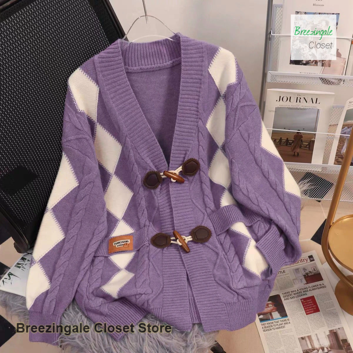 Korean style casual fashion loose knit cardigan women's autumn and winter new plus size temperament Joker sweater cardigan women