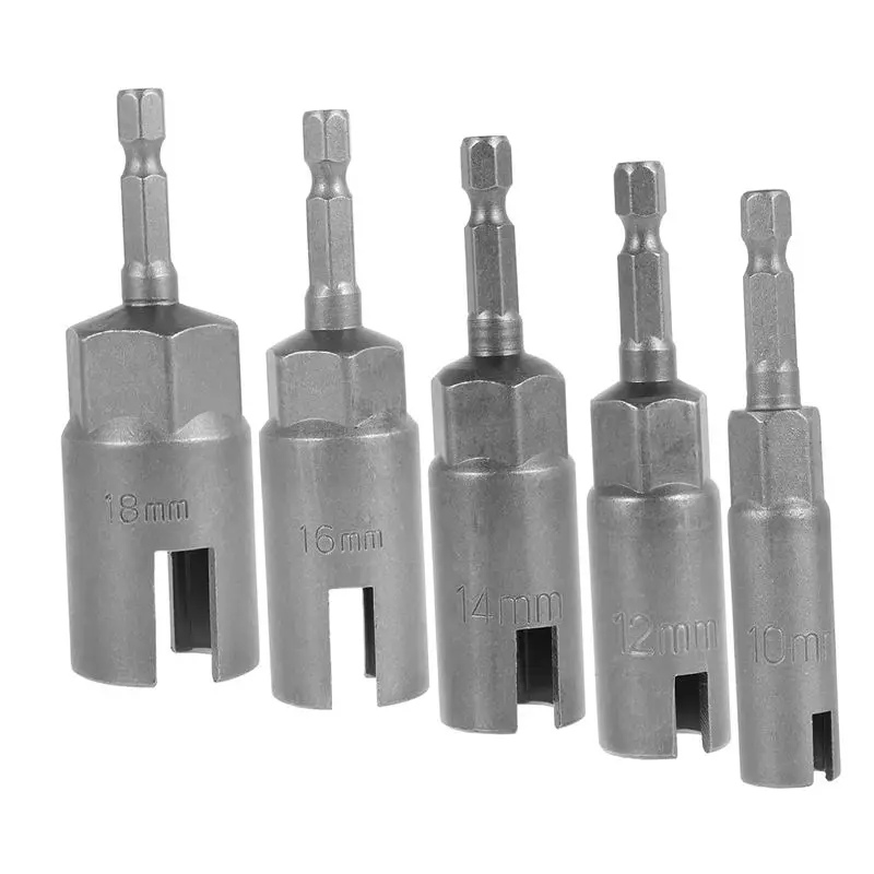 [B17B!】 5PCS Wing Nut Driver,11-19Mm Steel Slot Wing Nut Driver Bit, 1/4 Inch Hex Shank Wing Nut Driver Set, Nut Driver Socket