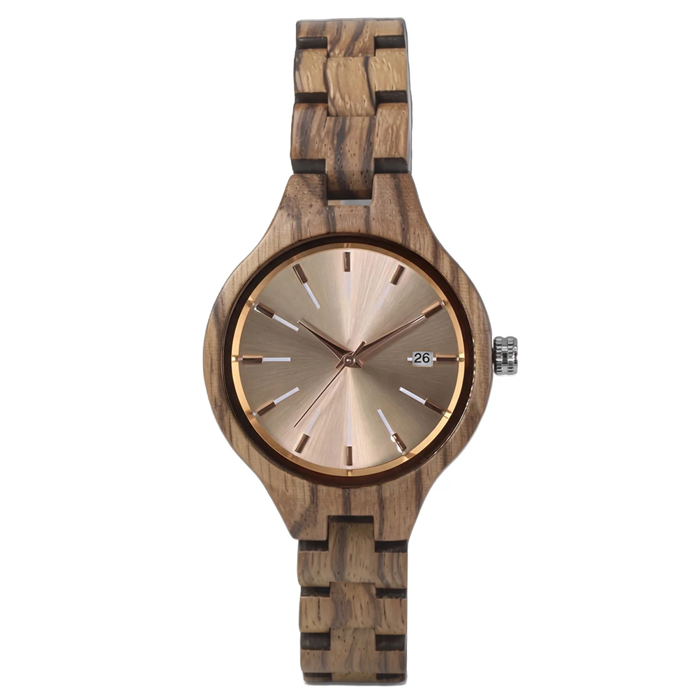 Handcrafted Natural Wood Ladies Watch Quartz Movement Unique Sporty Women's Timepiece