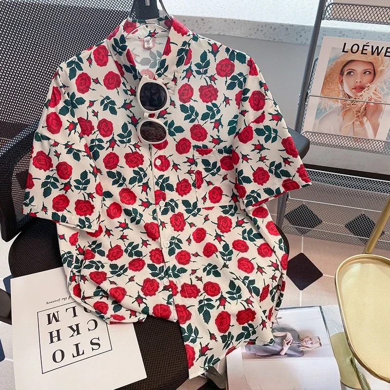 

Summer Vintage Loose Blouse Shirt Women Clothing Blusas Casual Ladies Tops Tee Y2k Beach Short Sleeve Shirts Woman Streetwear