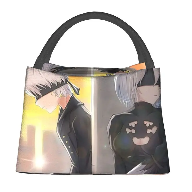 Nier Automata-fiambreras portátiles 2B para mujer, lonchera impermeable, Enfriador de Anime, bolsa térmica aislante para alimentos