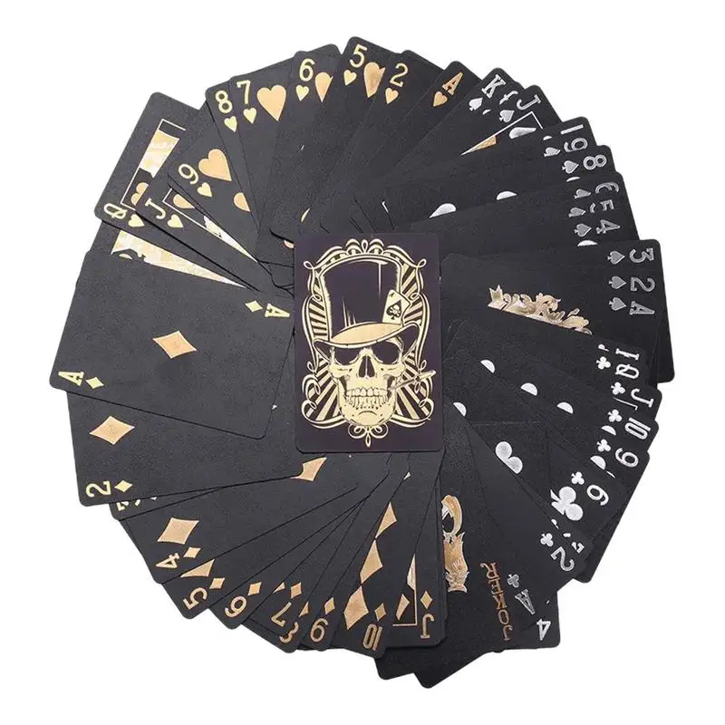 Playing Cards Skull-Embossed PVC Poker Cards Flexible Foil Playing Cards Comes With Storage Box For Texas Holdem