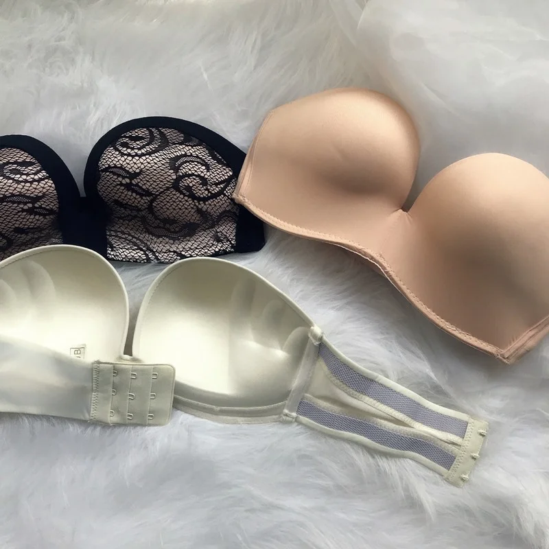 Non-slip Wire Free Strapless Invisible Lift Up Bra for Wedding Plus Size Lace Sexy Underwear Women 2024 Brassière Pour Femme