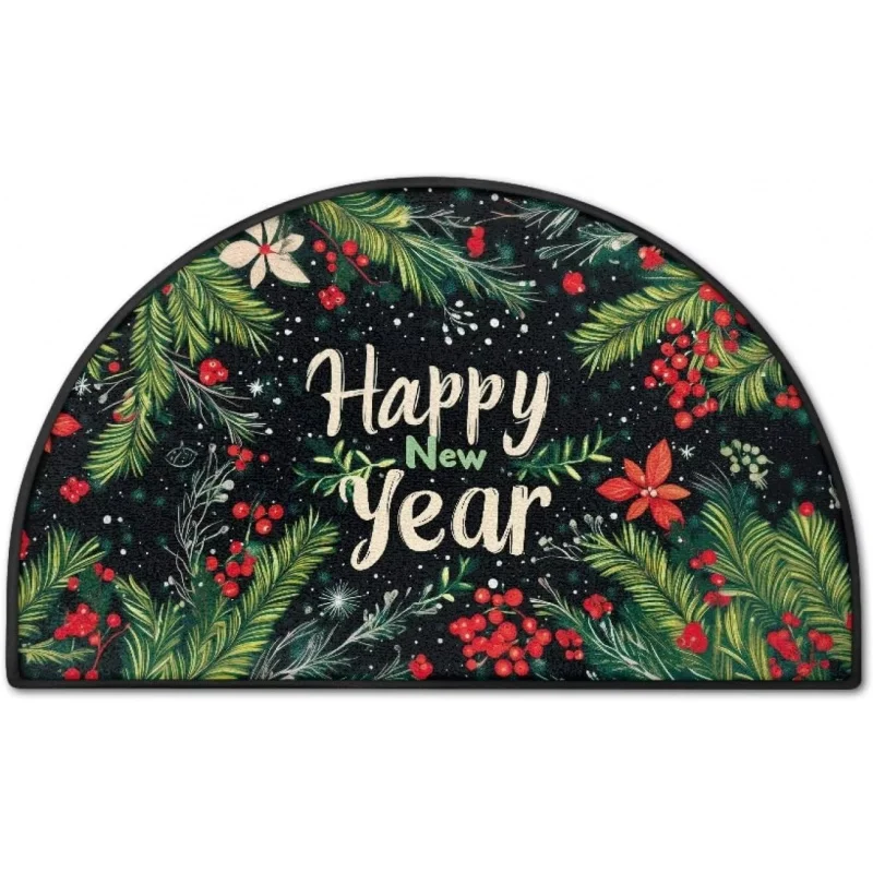 

2025 New Year semi-circular door mat holiday indoor and outdoor bedroom floor mat 60x35cm