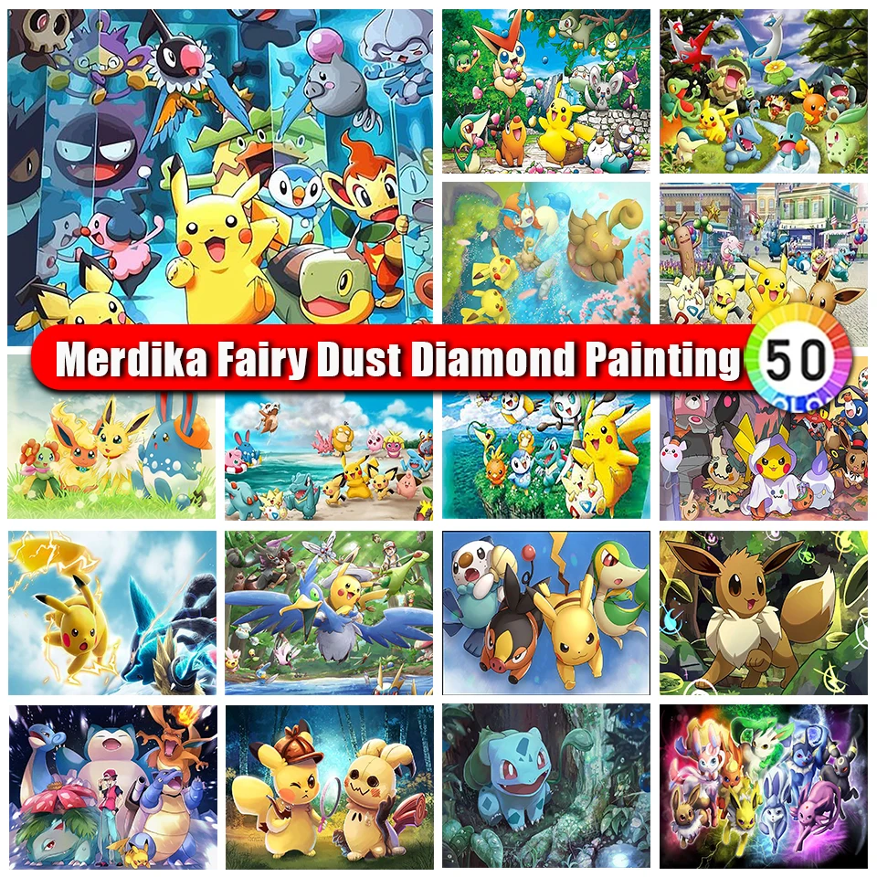 

Merdika Zipper Bag Fairy Dust Diamond Painting Kit Pokemon Picchu Children's Gifts Cross Stitch Diamond Mosaic Embroidery Anime