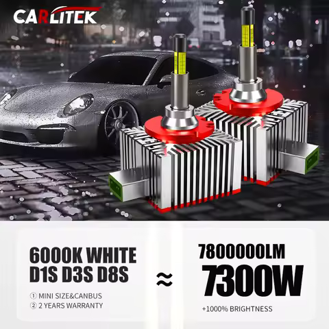 CARLitek D1S D3S D8S LED Headlight Canbus 1:1 Bulb Xenon D8R D1R D3R Auto Light 4 Side 3D 360 CSP Chip Car Headlamp 6000K 2Pcs