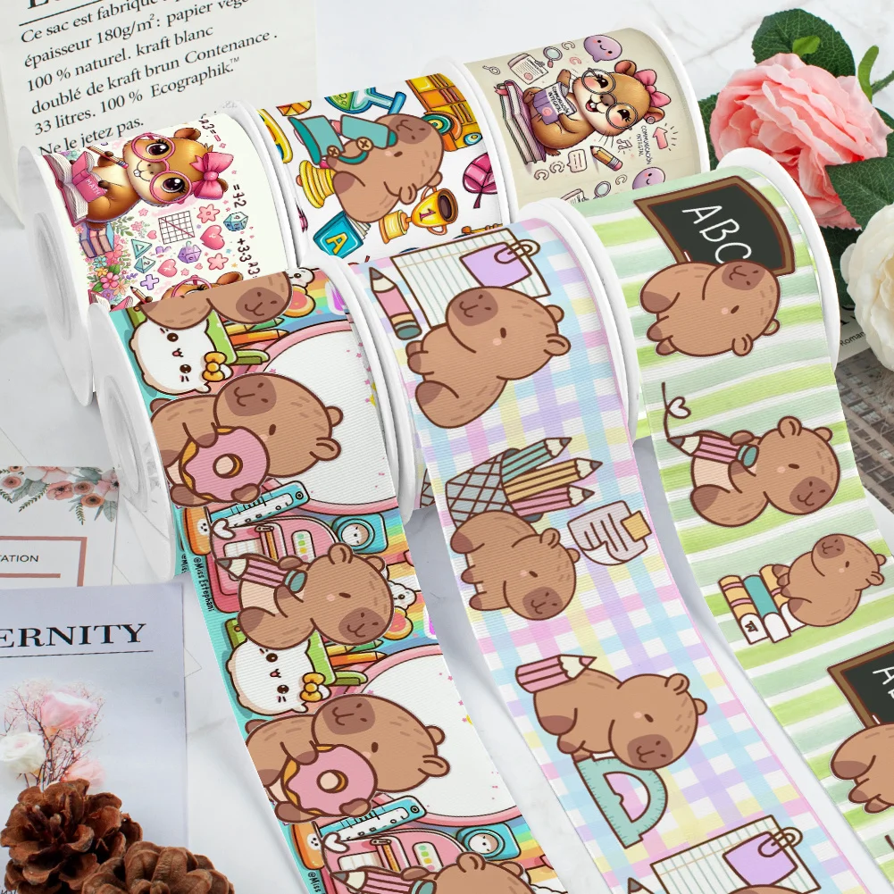 Capybara Grosgrain Ribbon Satin Ribbon for Scrapbooking Supplies Wrapping Hair Bow DIY Decoration Gift Packing Draft Party