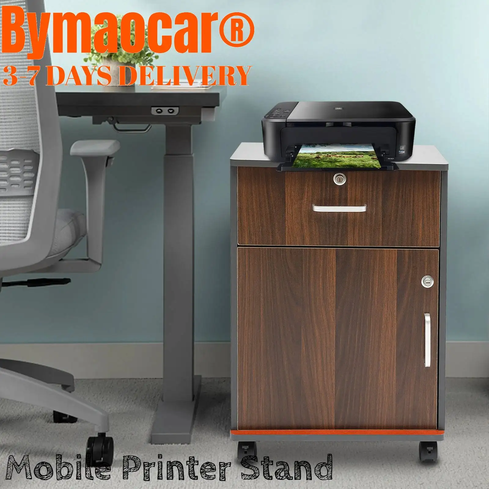 

Mobile Printer Stand, File Cabinet Rolling with Drawer bedroom dresser for A4 Letter Size Hanging Folder in home, study, office