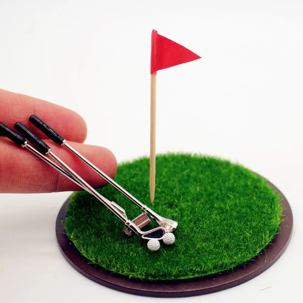 Sports Scene Miniature Golf Club Grassland Model 1/6 and 1/12 Scale Dollhouse Mini Golf Set Pretend Play Lifelike Design