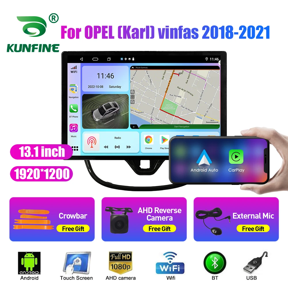 13.1 inch Car Radio For OPEL Karl vinfas 2018-2021 Car DVD GPS Navigation Stereo Carplay 2 Din Central Multimedia Android Auto