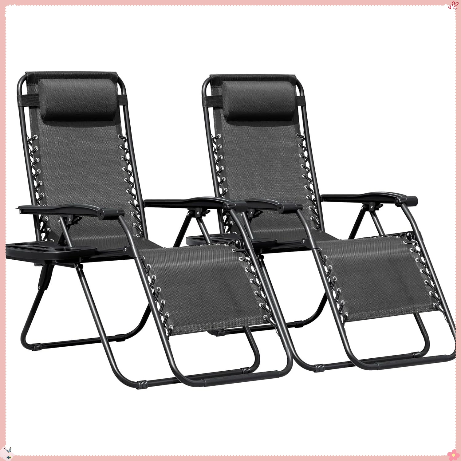 Набор стульев с нулевой гравитацией из 2 складных стальных сетчатых кресел для отдыха на природе, кемпинга, пляжа, патио, лужайки