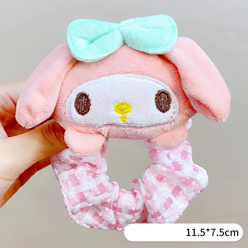 Sweet Kawaii Sanrio My Melody Kuromi Cinnamoroll Doll Large Intestine Anime High Ponytail Hair Circle Girls Head Rope Accessory