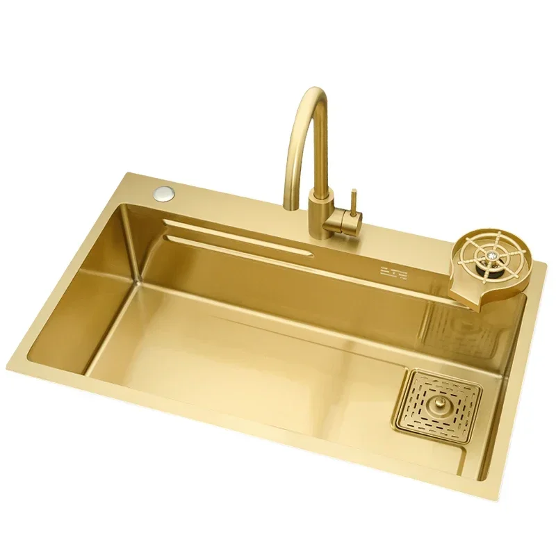

Золотая кухонная мойка, большая одинарная корыта, раковина-платформы, раковина из нержавеющей стали 304.