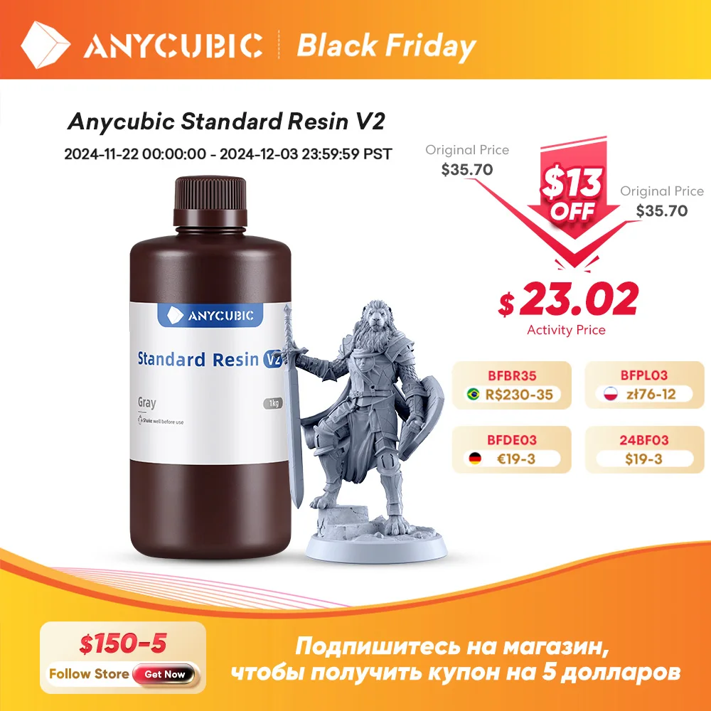 ANYCUBIC 405nm UV Standard Resin / Standard Resin V2 For Photon 3D Printer Mono X Printing Material LCD UV Sensitive Normal 1kg