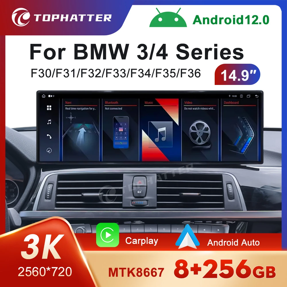 

14.9'' Car Radio For BMW 3/4 Series GT F30 F31 F32 F33 F34 F35 NBT EVO CarPlay Android Auto Multimedia Player Head Unit Screen