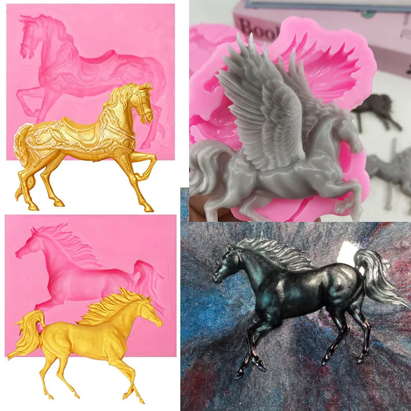 Horse Fondant Silicone Mold For Cake Decoration Cupcake Topper Running Animal Chocolate Candy Sugar Gum Paste Polymer Clay Resin