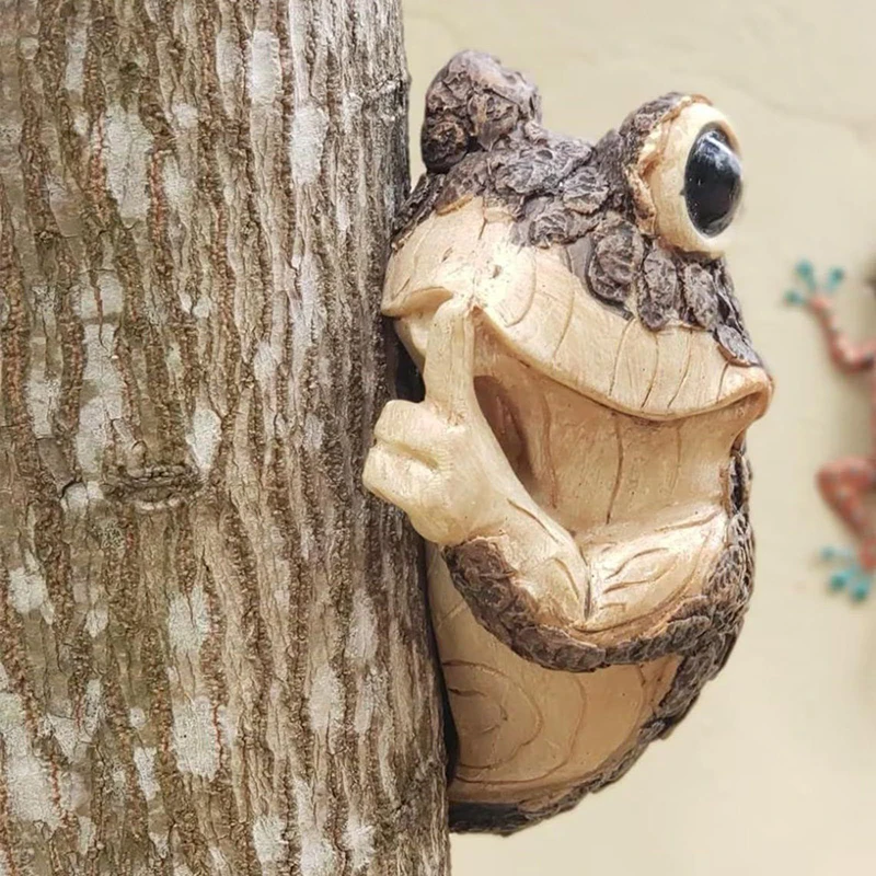 Aimery Quiet Frog Tree Peeker Garden Tree Peeping Frog Hugger Statues Indoor Outdoor Yard Decoration