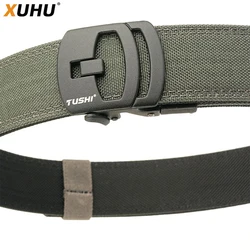 XUHU NEW Tactical Automatic Belt for Men Thick Nylon Police Duty Military Belt Metal Auto Buckle Casual Waistband Male IPSC