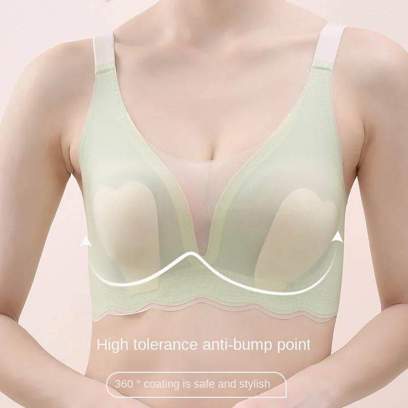 Ultra-cienka koronka bezszwowa bielizna duże piersi damskie pokazują małe bez stalowych kółeczek wygodne oddychające biustonosz do spania bez piersi