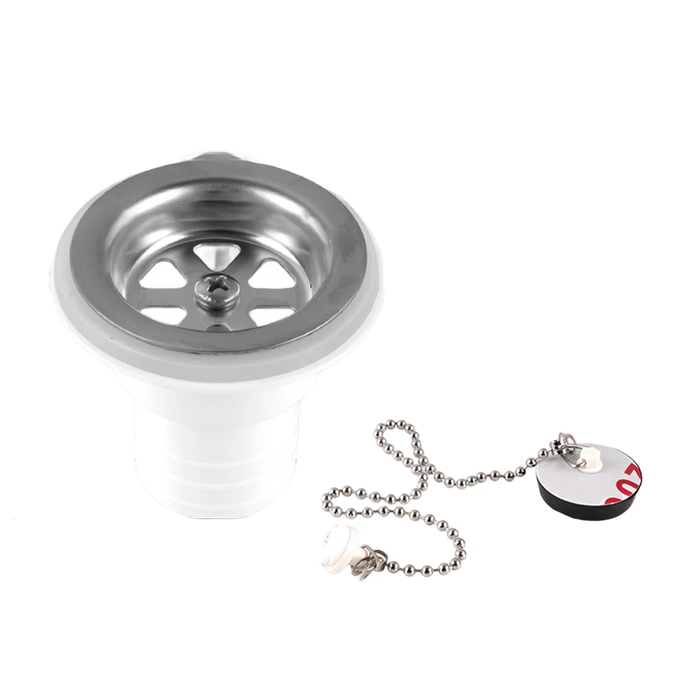 RV Sink Connector Drain Adapter in Stainless Steel and ABS for Camper and Yacht Sink Drainage System Maintenance