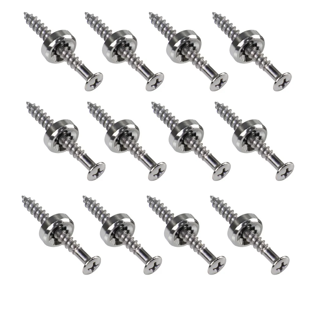 FLEOR 12pcs Bass Guitar Neck Joint Plate Screws Neck Mounting Bushings Ferrules With Screws