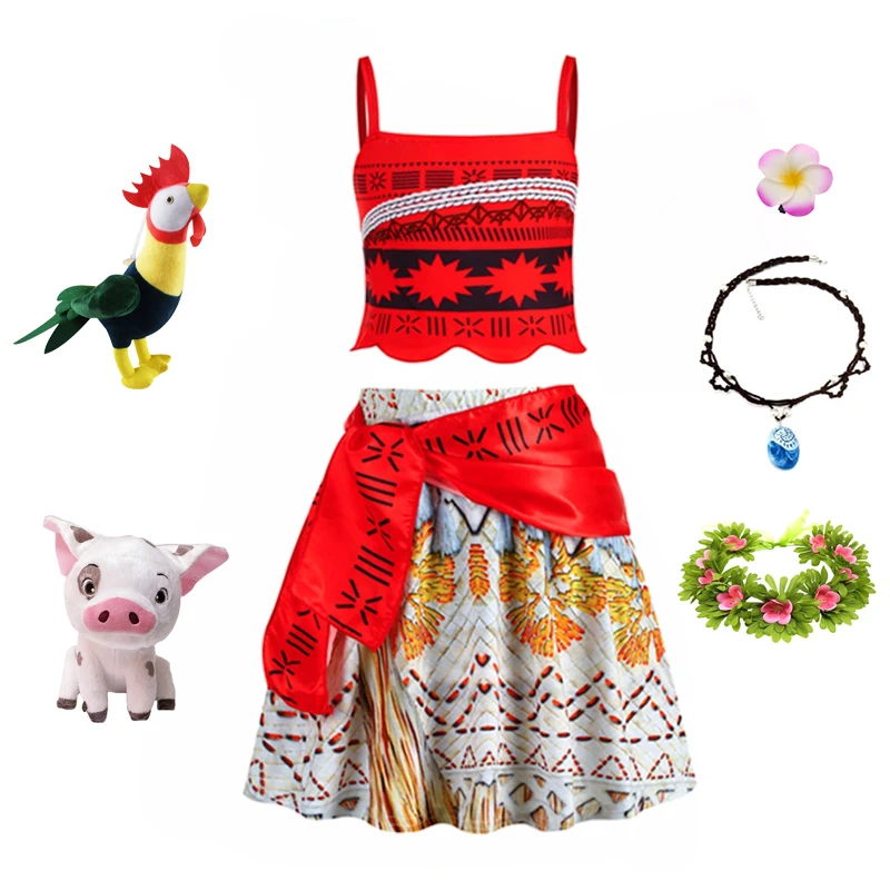 

Disney Movie Moana 2PCS Boys Girls Cosplay Moana Maui Tattoo Long Sleeve Top+Pant Costume Charm Halloween Birthday Party Outfits