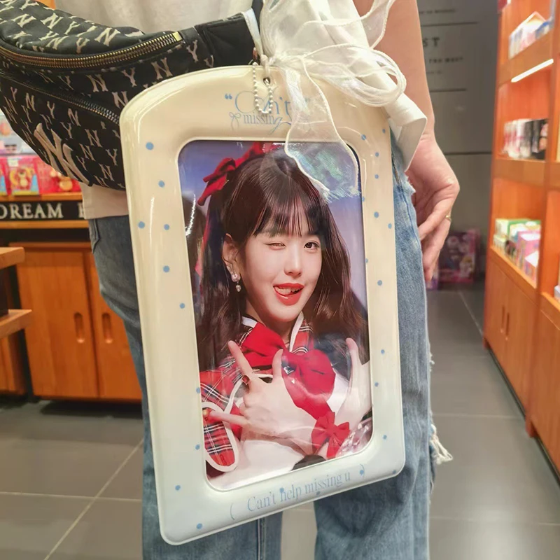 Giant A4 Idol Photocard Holder PVC Photos Protective Cover Card Sleeve Couple Bag Pendant