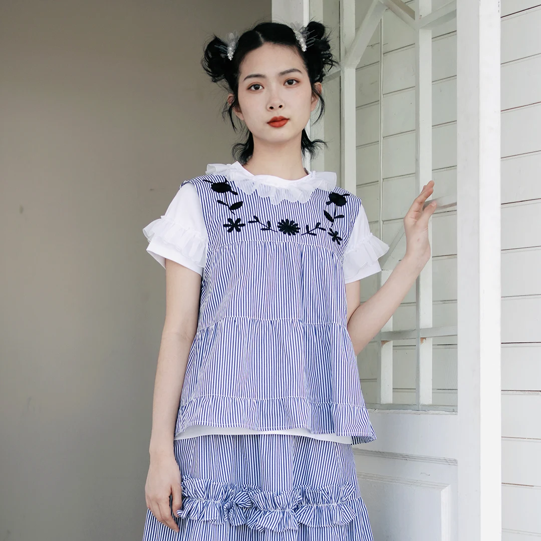 

imakokoni original embroidered vest lace-up overalls women spring and summer wear loose casual sleeveless waistcoat tide 213276