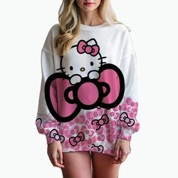 O Neck Hello Kitty Women's Long Sleeve Sweatshirts Youthful Woman Clothes Party Y2k Streetwear Pullovers High Quality 2024 New