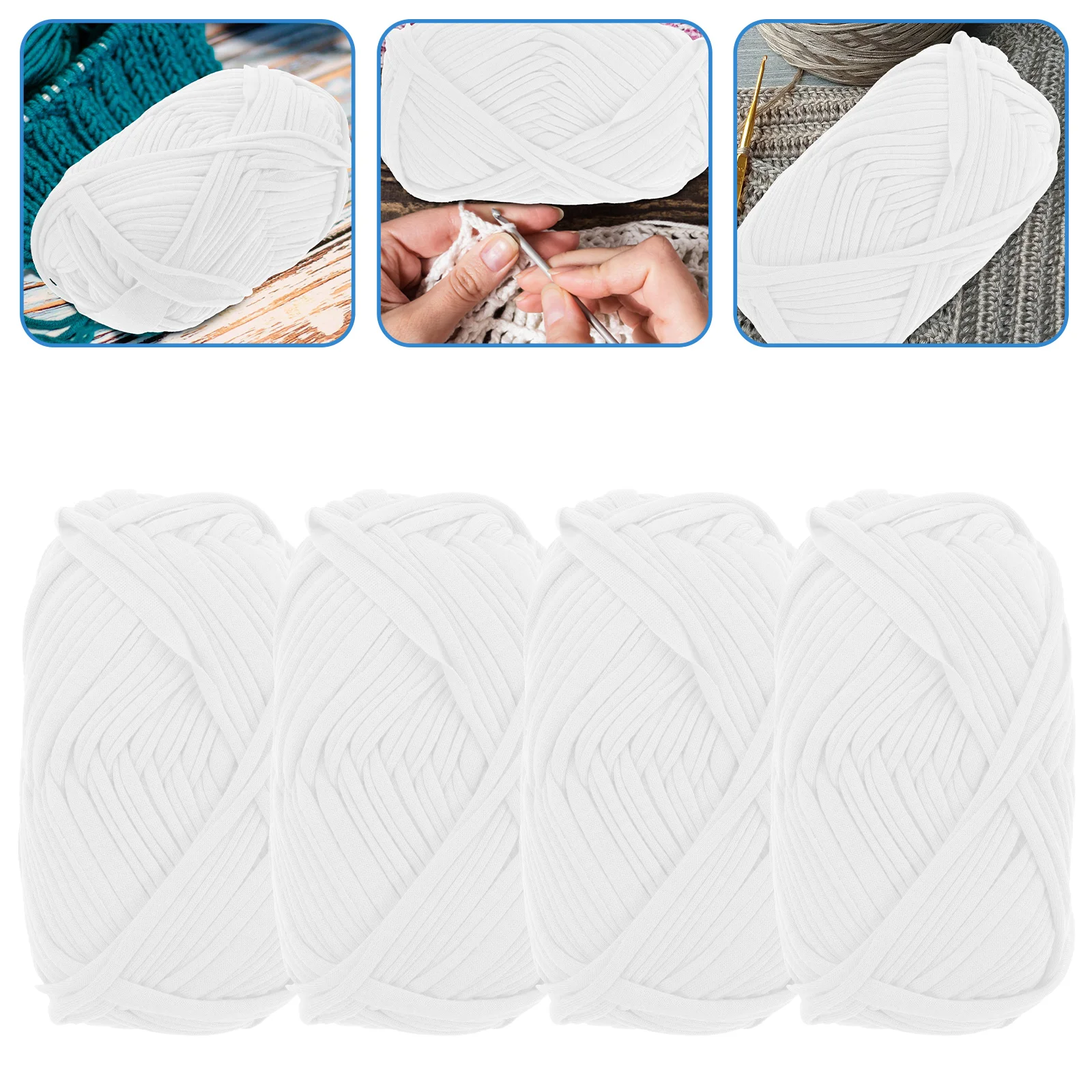 

4 Rolls Braided Wool Ball Knitting Yarn Crochet Bag of Accessories Polyester for Blanket