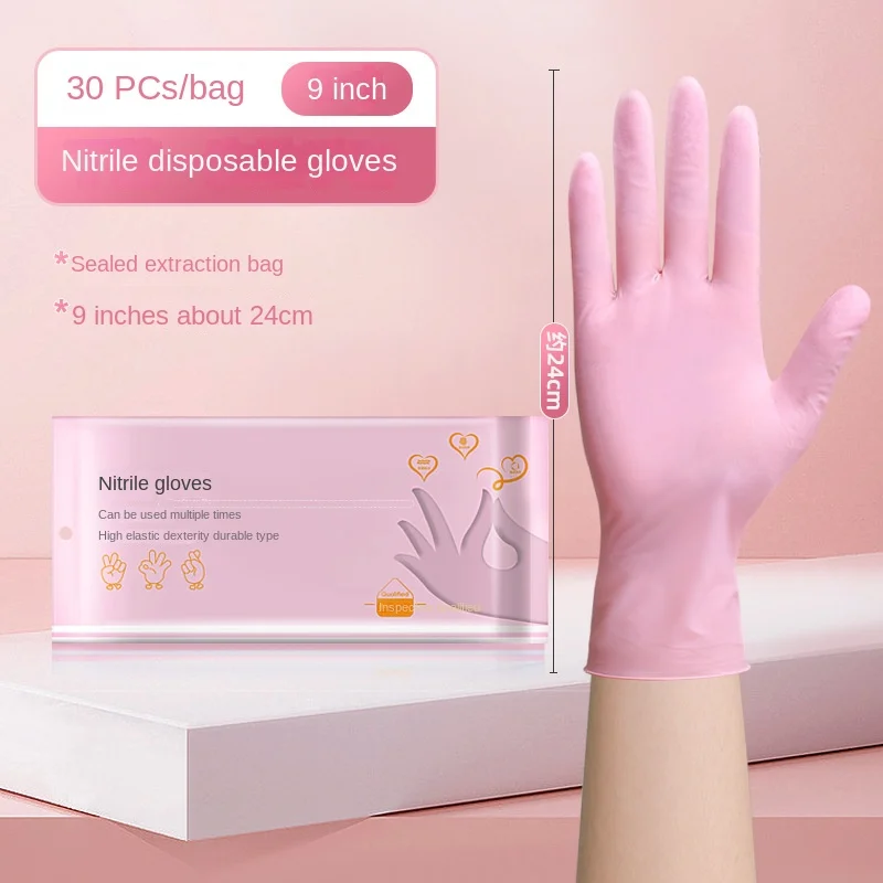 Nitrile Dishwashing Gloves Household Cleaning Kitchen Food Grade Disposable Household Waterproof Female Work Gloves #3933
