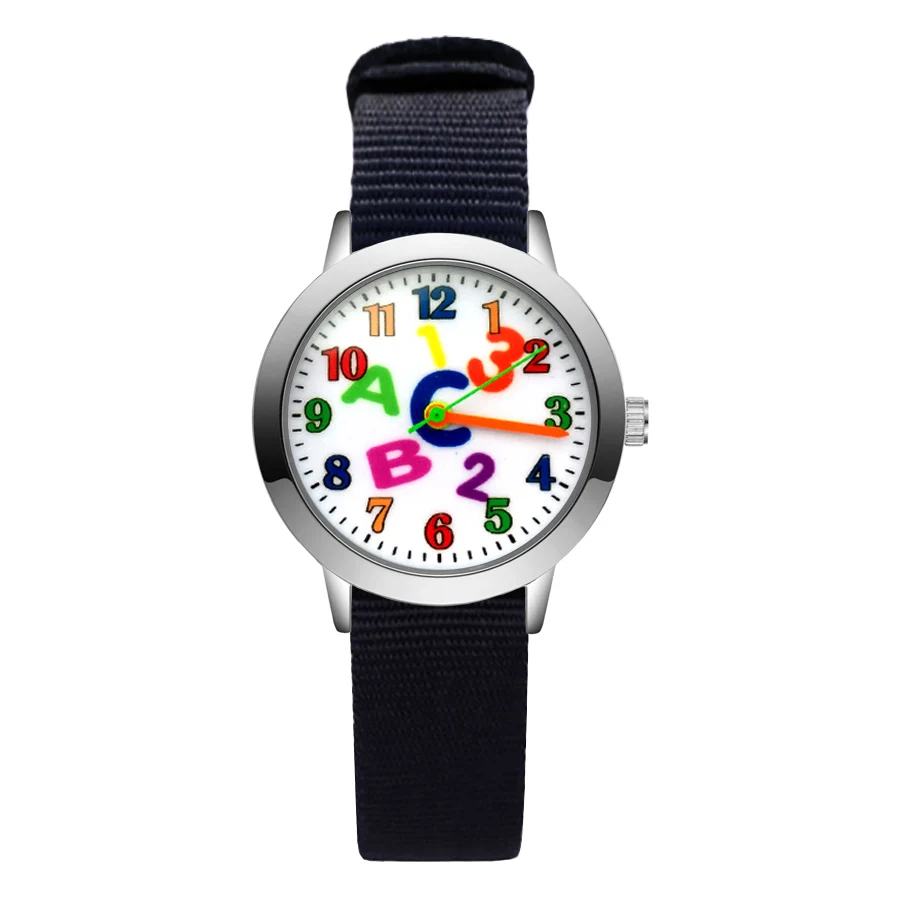 Fashion Cartoon Rainbow Kids Student Girls Boys Quartz Leather Nylon Strap high end Brand Watch Factory Wholesale