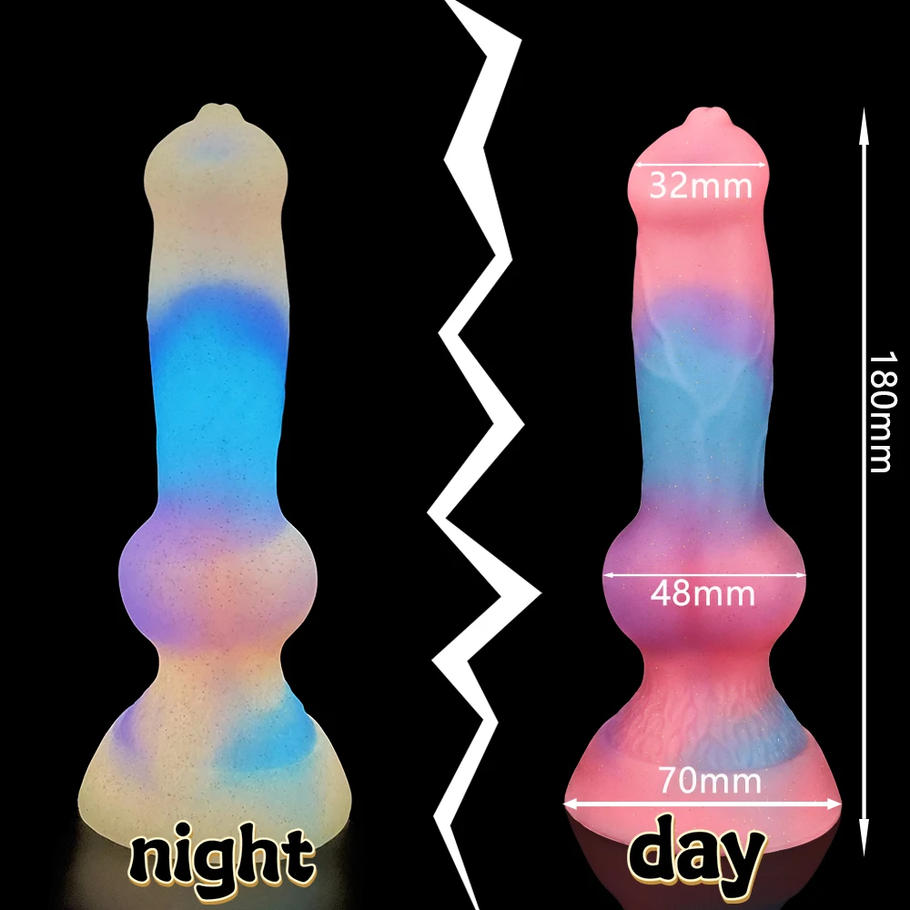 Super soft Luminous Animal Penis Dog Dildo Adult Sex Toys For Woman Monster Dick Suction Cup Anal Toy Male Female Masturbation