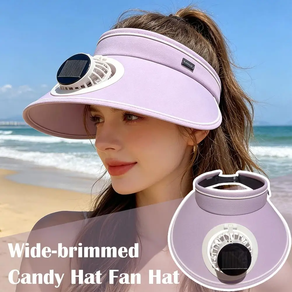Sonnenhut mit Ventilator, einstellbare Ventilatorgeschwindigkeiten, Sonnenhut mit breiter Krempe, Outdoor-Sonnenhut, Sonnenschutz, Strand-Sonnenschutzhut für Damen