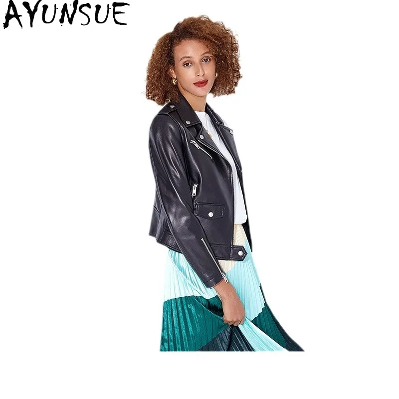 AYUNSUE Giacca in vera pelle Abbigliamento donna 2025 Autunno 100% Cappotti di pelle di pecora Giacche da moto Donna Slim Fit Jaqueta De Couro