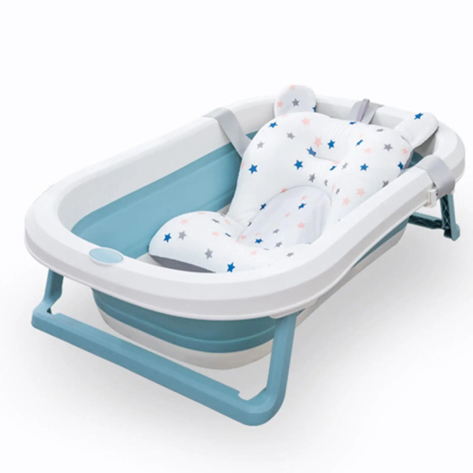 Baby Bath Seat Support Mat Foldable Baby Bath Tub Pad Star Blue