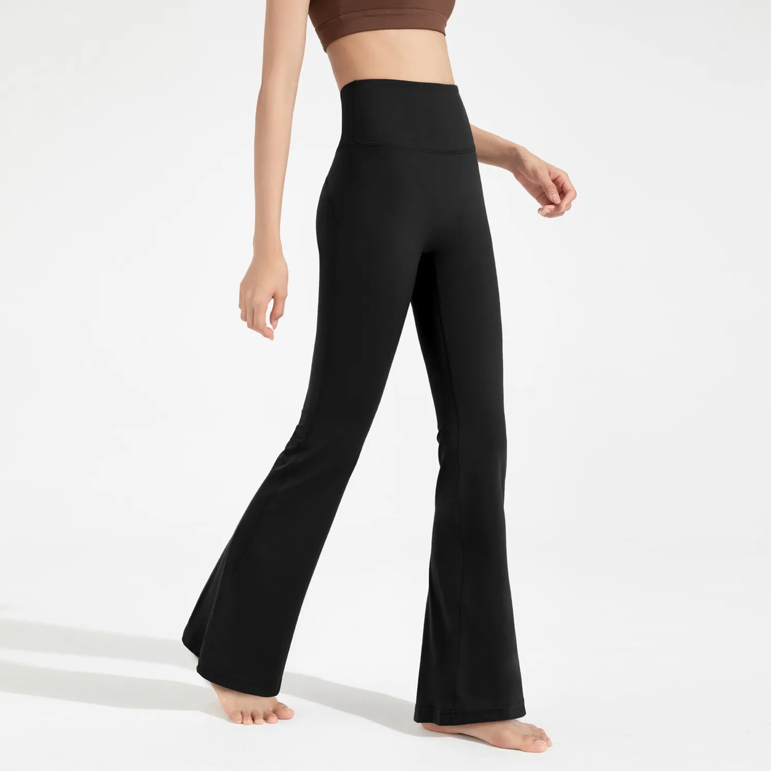 High-end Seamless High-Waist Flare Yoga Pants Women's Bell-Bottom Fitness Trousers High-Elastic Gym Tight Sports Leggings