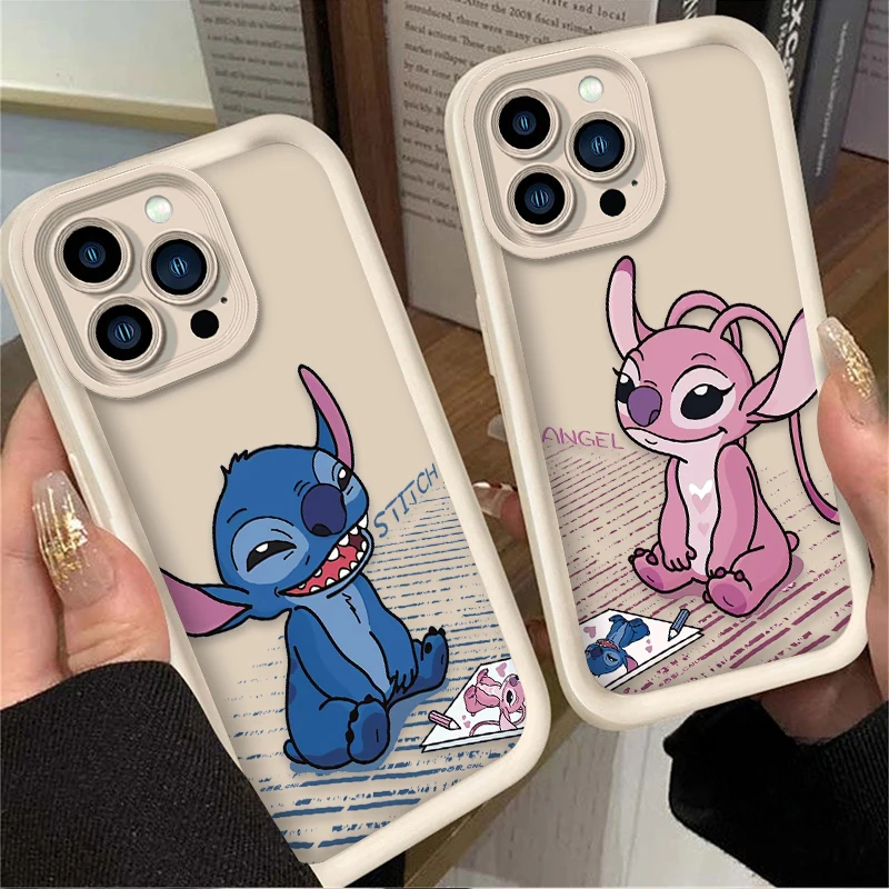 Disney Cartoon Stitch Cassa Del Telefono per iPhone 17 Air 16 16E 15 14 13 12 11 Pro Max X XS XS XS Max XR SE 2020 SE4 7 8 Copertura In Silicone