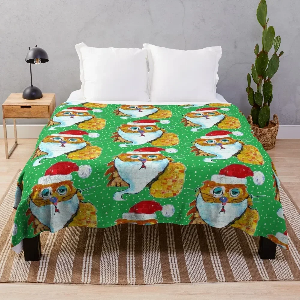 Santa Cat Throw Blanket Polar Fashion Sofas Decorative Sofa for sofa Blankets