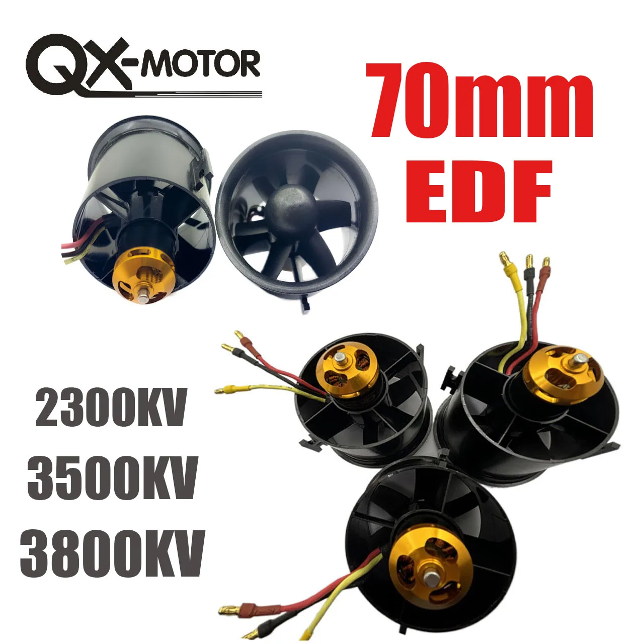 QX-Motor All copper wire Brushless Motor70mm EDF 6 Blades QF2827- 2300KV 3500KV 3800KV   For RC Remote Control Toy Airplane