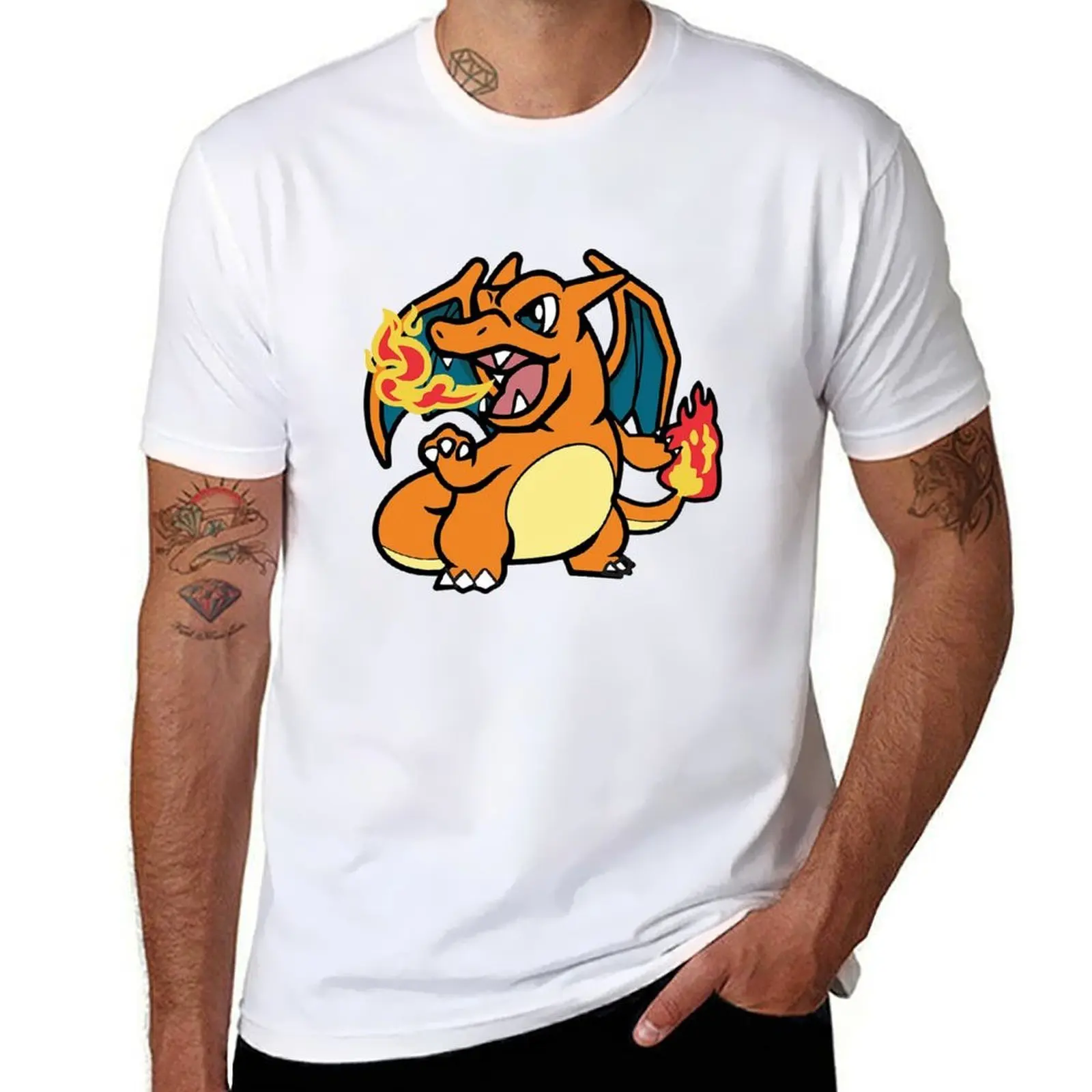 

Charizárd Chibi - Cute Fire Dragon T-Shirt man graphic t shirt cotton t shirts high quality T-Shirt