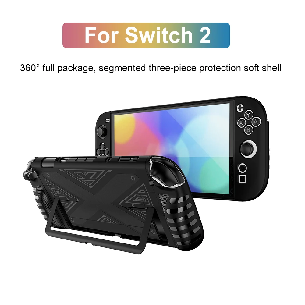 TPU Case for Switch 2 Console Ergonomic Handle Grip Cover Shockproof Protective Cover Anti-Scratch TPU Protection Case Anti-slip