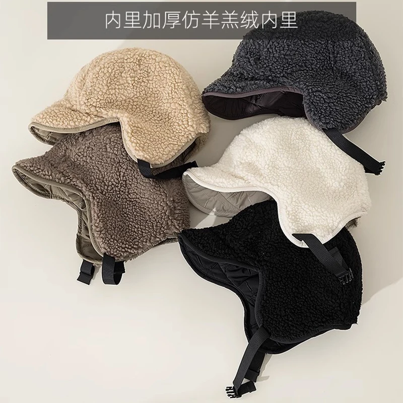 Ins Fashion Bomber Hats for Men and Women Autumn and Winter Outdoor Cycling Cold-proof and Warm Ear Protection Russia Cap