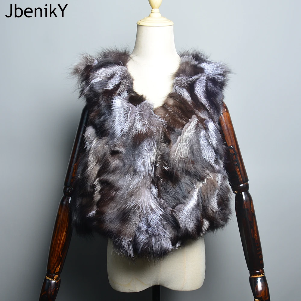 Fox Fur Gilet 2024 Real Fur Short Women Natural Winter Feminino Genuine fur vest Female Real short fur vest colete de inverno