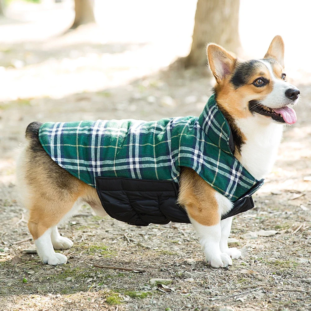 Reversible Dog Coat Jacket Winter Pet Apparel Yorkie Pomeranian Poodle Bichon Schnauzer Welsh Corgi Shiba Inu Dog Clothes Outfit