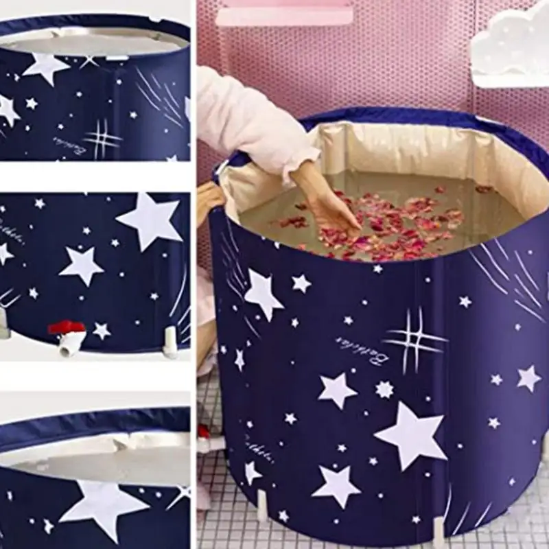 New Portable Bathtub Folding Bath Bucket Foldable Large Adult Tub Baby Swimming Pool Insulation Family Bathroom SPA Sauna