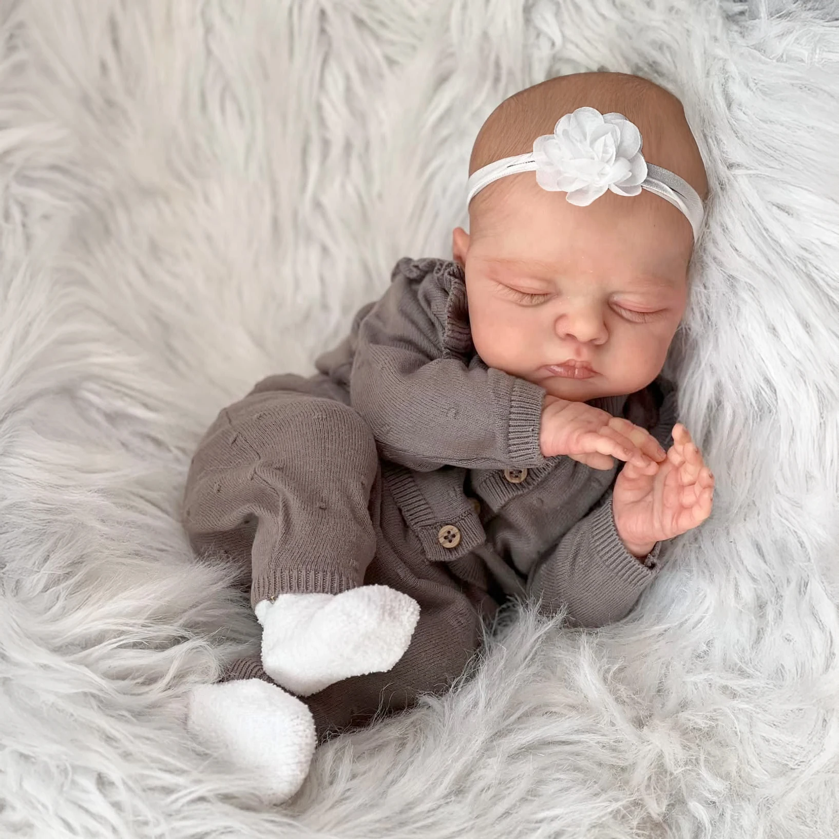 NPK 18 pollici Irys Neonato Realistico Baby Doll Reborn con Corpo in Tessuto Morbido Vene Dipinte a Mano Regalo di Festa Ideale per Collezionisti