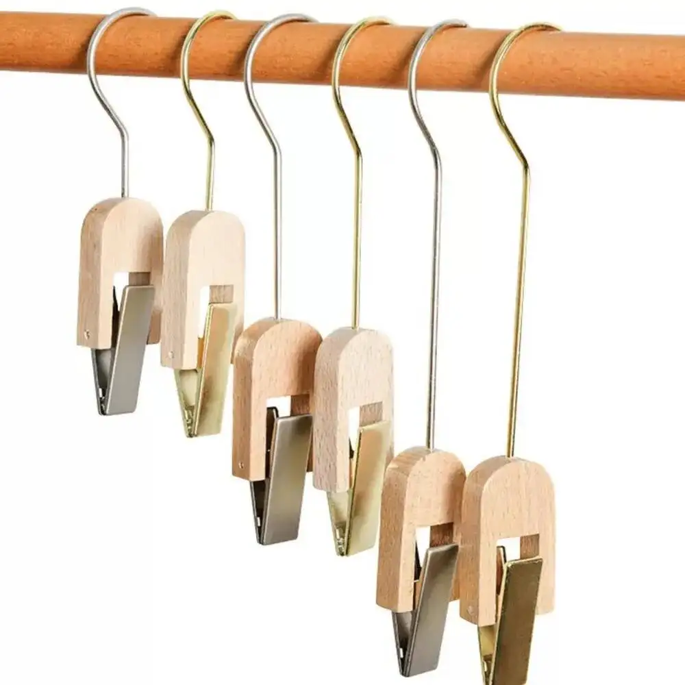 5 Stück Holz-S-Haken Kleiderständer Kleidung Hosen Schal Clips – Detail 1