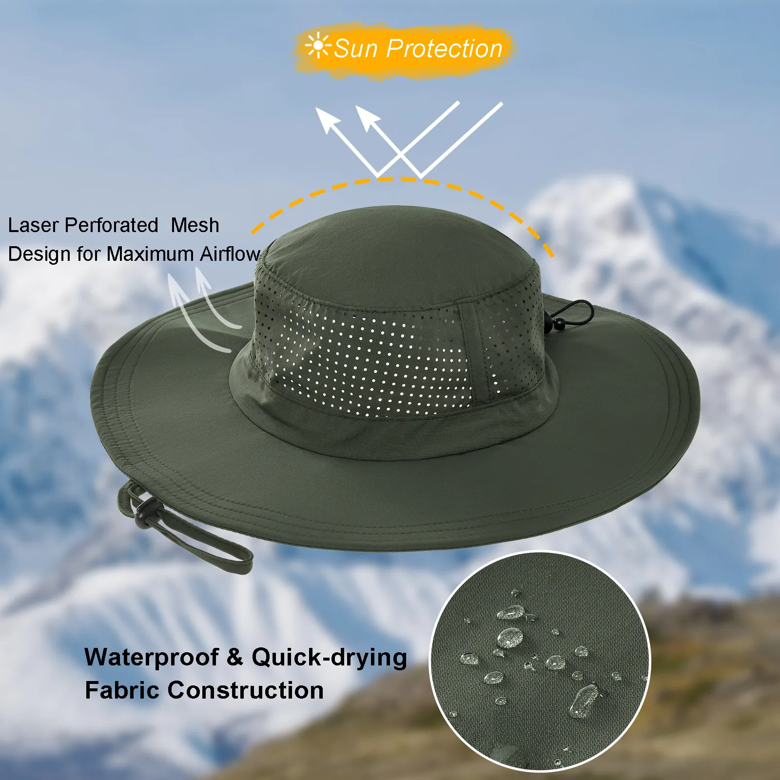 Outdoor Sun Hat for Men Women Fishing Hats Lightweight Bucket Hat Breathable Boonie Hat for Camping Hiking Garden FC358 6